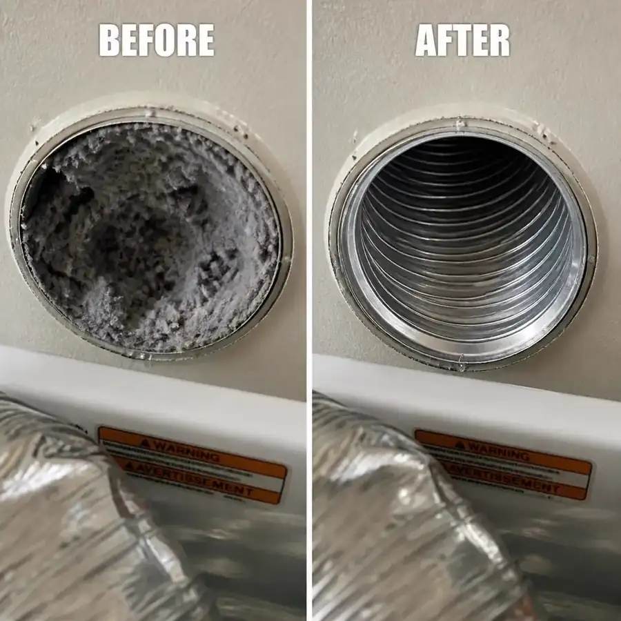 Dryer vent lint removal — 60% faster drying