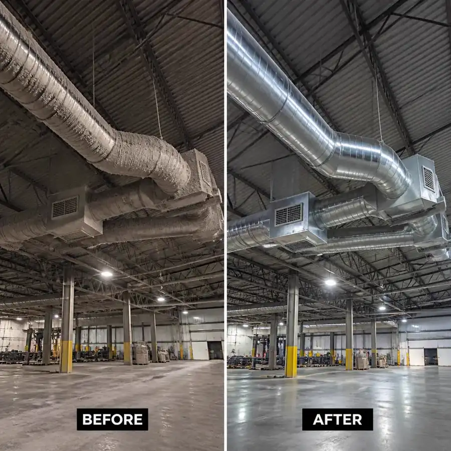Warehouse overhead ductwork restored