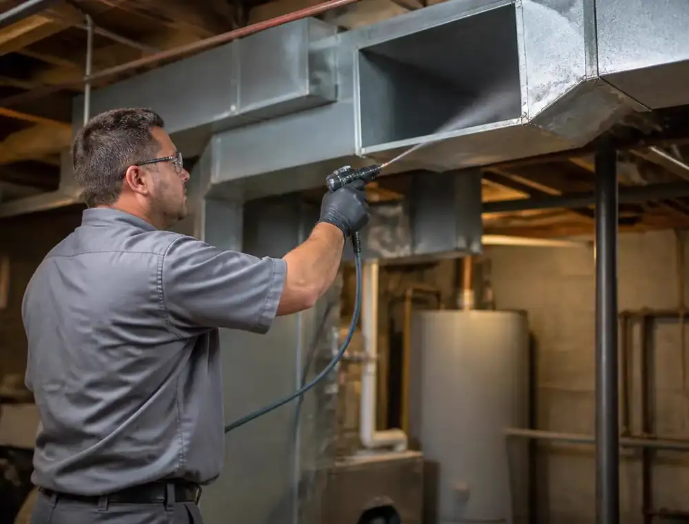 Duct Sanitization performed by a Pure Breeze technician